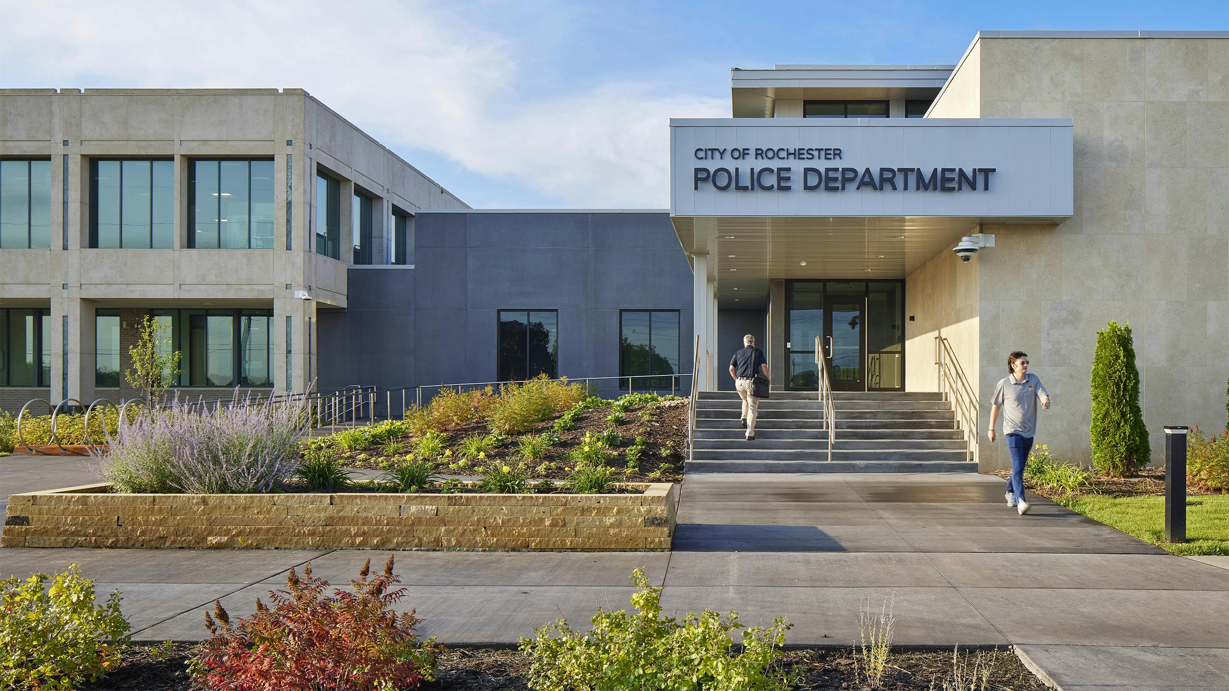 The Rochester North Police Station and Government Service Center received the Public Safety Centers Bronze Award in the 2021 Officer Station Design Awards.