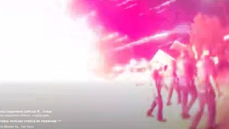 Fireworks explode near New Bedford police officers