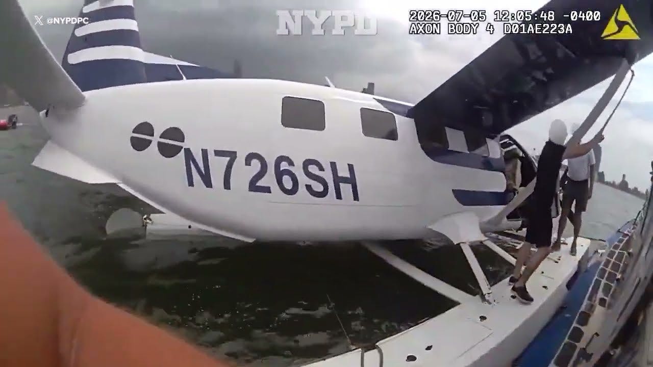 NYPD officers rescue passengers after seaplane's emergency landing