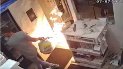 Video shows suspect walking through Tampa restaurant with flaming propane tank