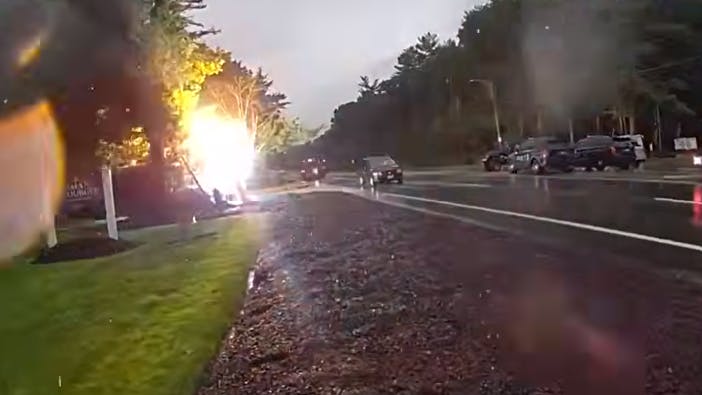 Coventry police bodycam captures power line explosion
