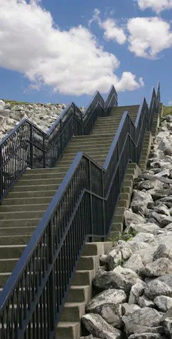 Running up and down flights of stairs as part of a fitness test has obvious application to potential job function.