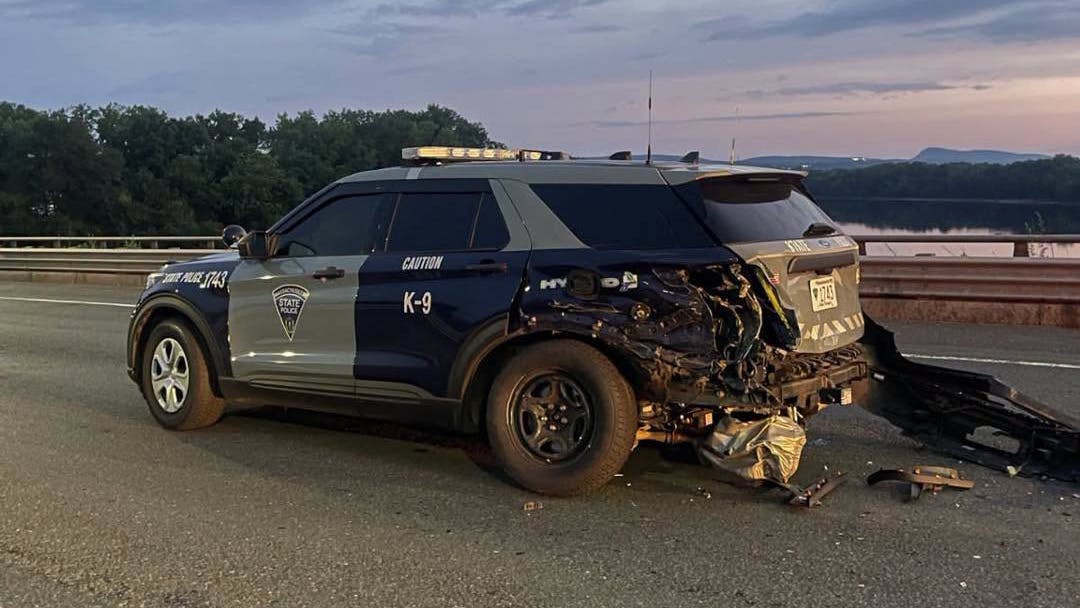 Massachusetts State Police trooper a K-9 injured in crash with wrong-way driver