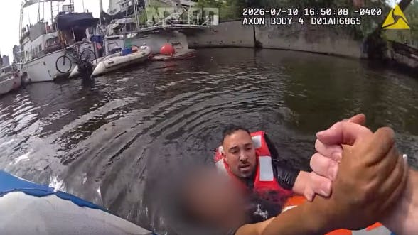 NYPD officer jumps in Newtown Creek to save woman clutching piling