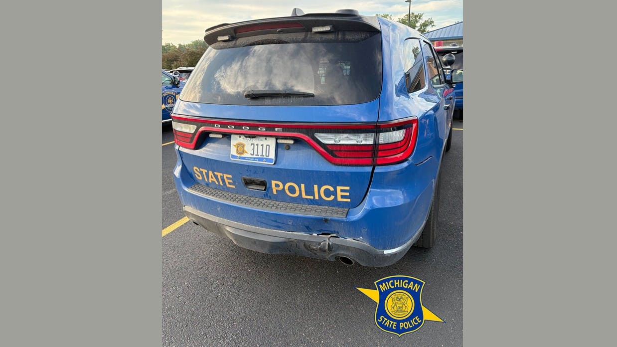 Michigan State Police SUV rear-ended by accused drunken driver