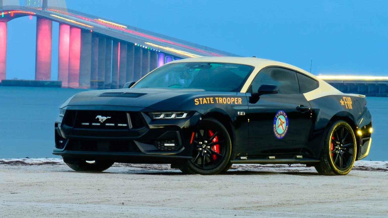 Florida Highway Patrol's winning Ford Mustang black-and-tan cruiser