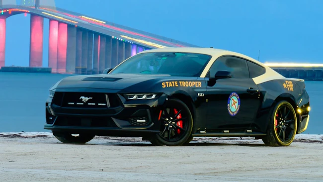 Florida Highway Patrol's winning Ford Mustang black-and-tan cruiser