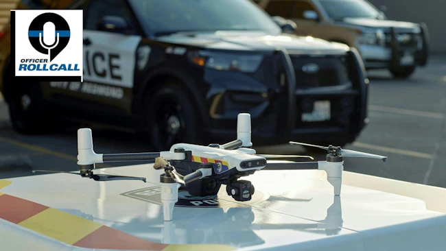 A Brinc police drone sits at its station