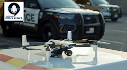 A Brinc police drone sits at its station