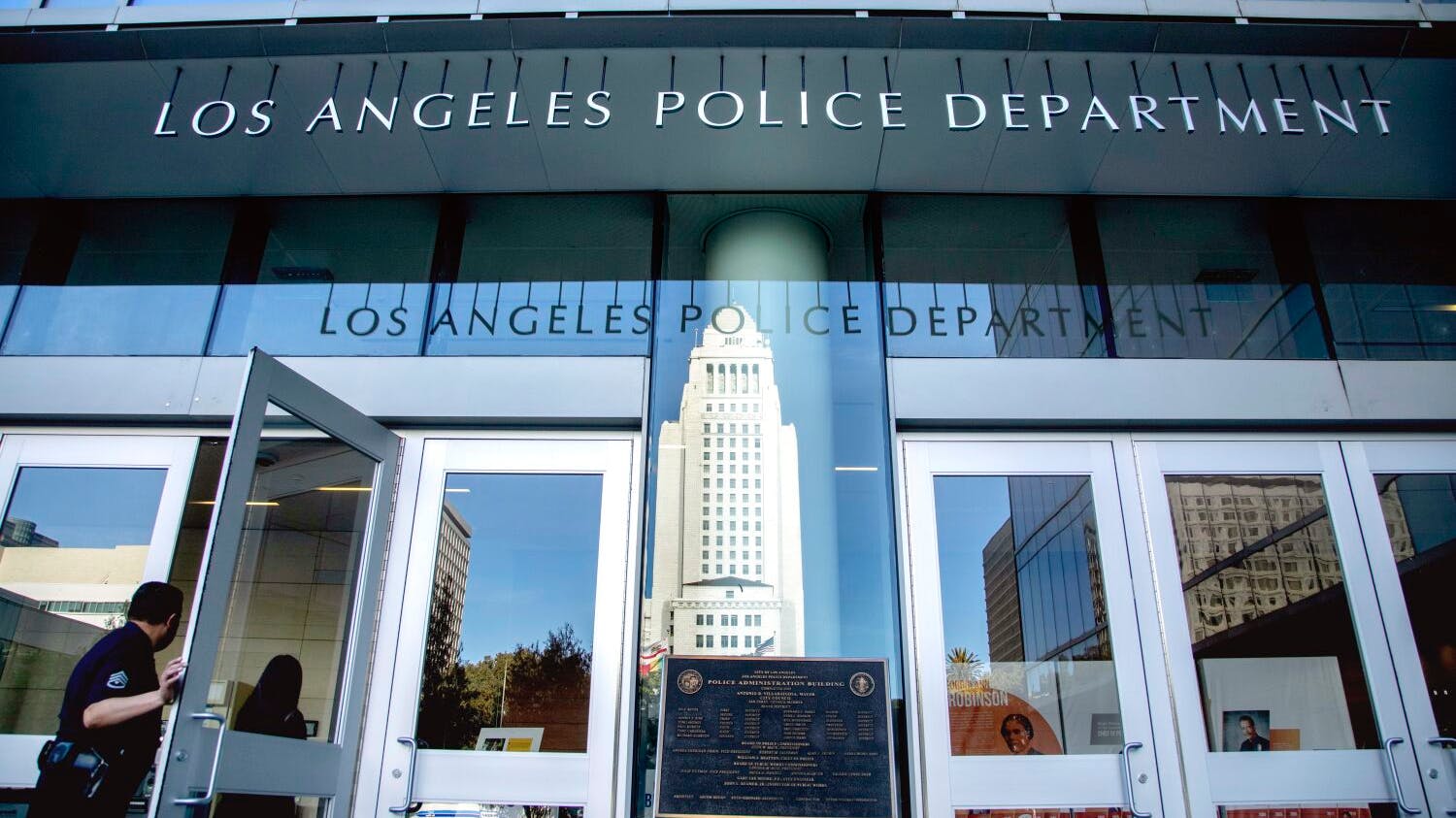 The Los Angeles Police Department Headquarters is seen.