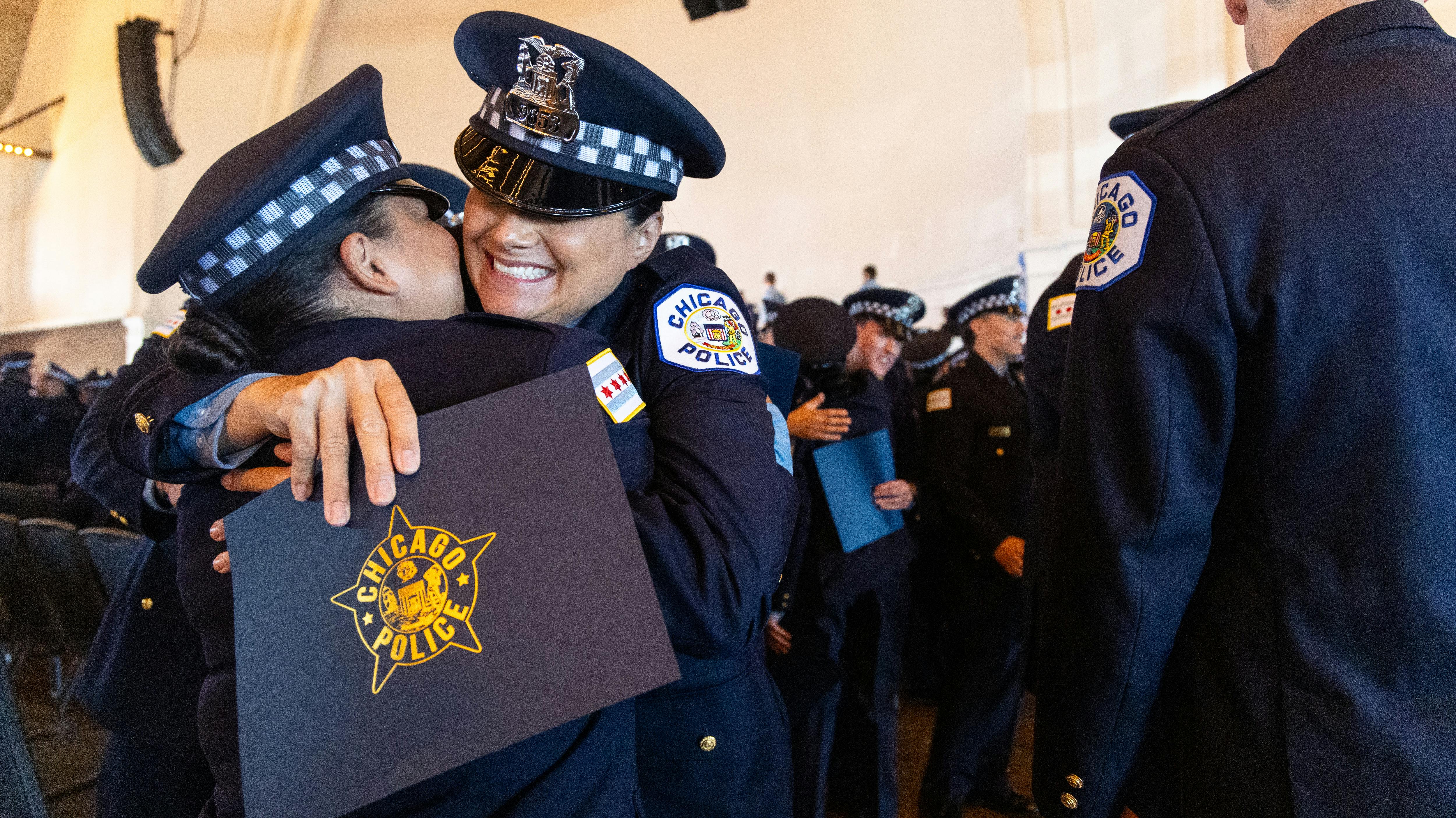 Graduating Chicago police officers