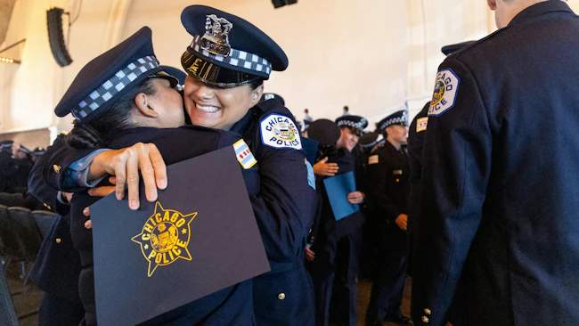 Graduating Chicago police officers