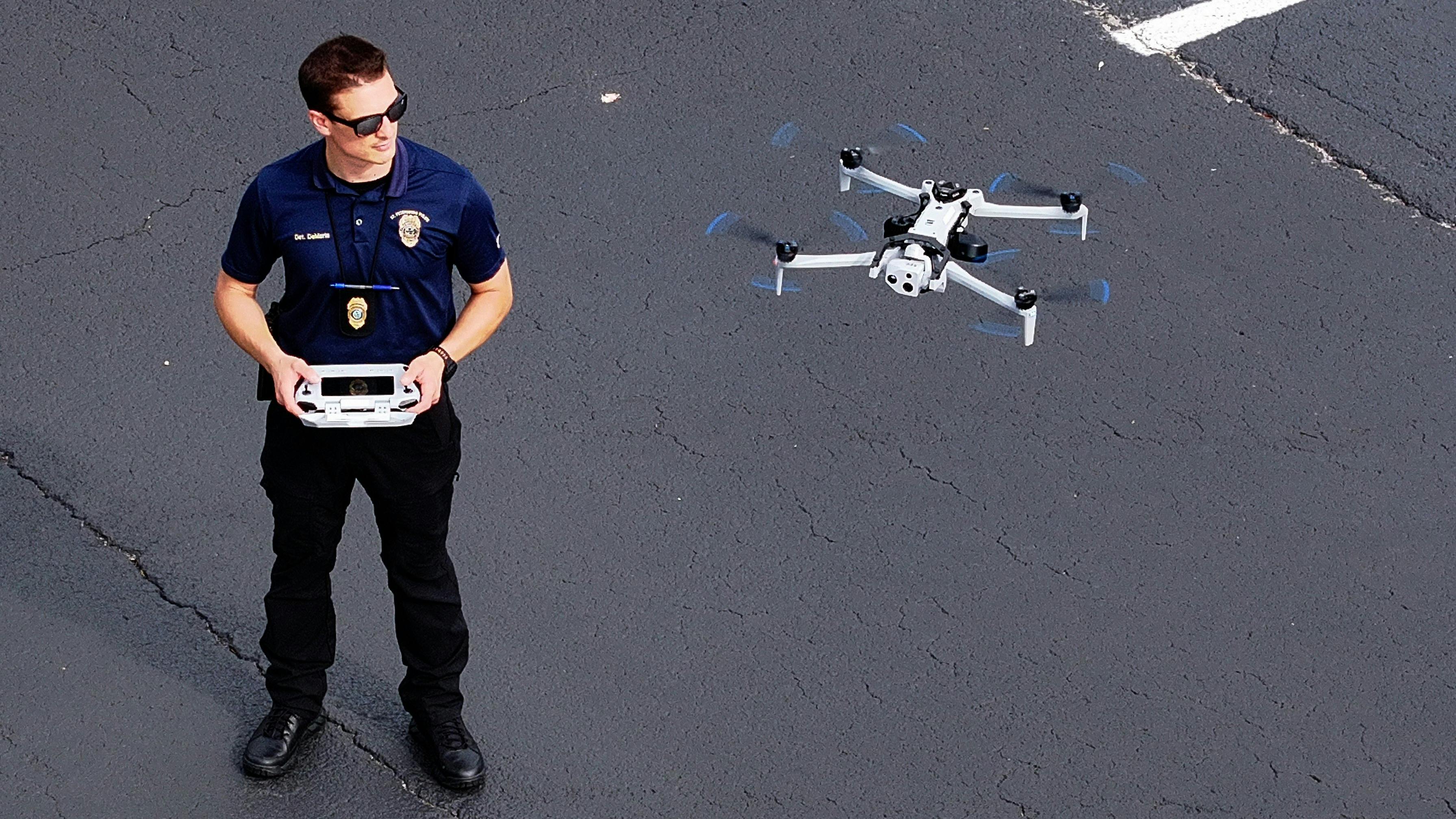 St. Petersburg Police Detective Jimmy DeMaria pilots a drone