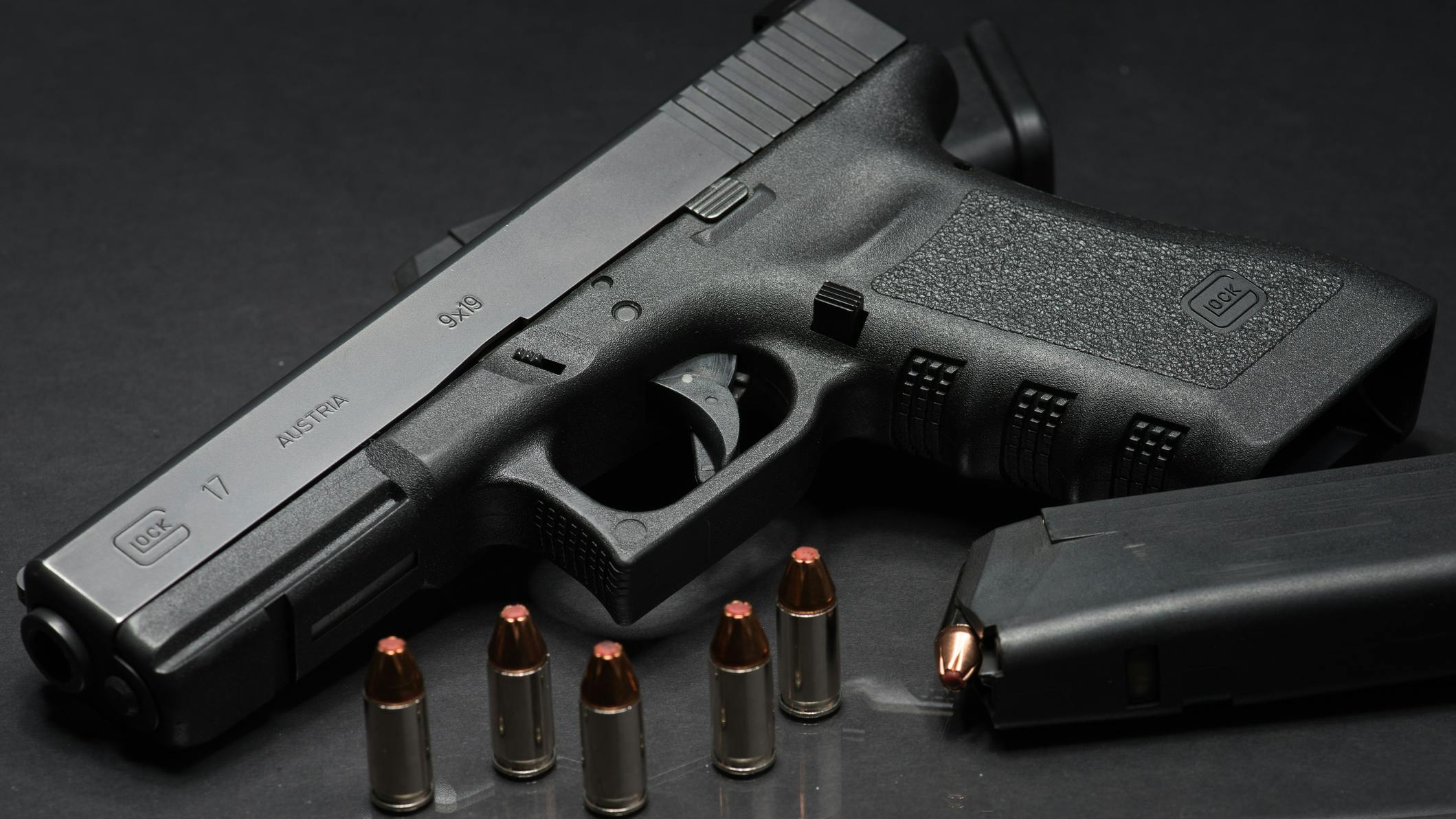 Glock 17 handgun with ammunition