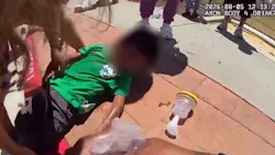 A Rialto police officer uses a LifeVac to revive choking 3-year-old child