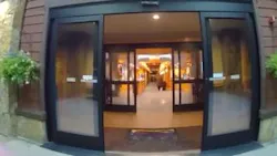 Breckenridge police encounter a bear in the front lobby of the Grand Timber Lodge