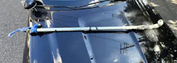 A pipe used to hit a Portland police K-9, as well as a police drone and robot