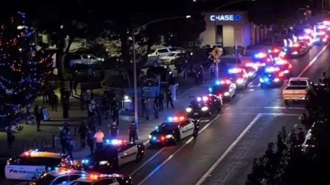 Police from multiple agencies respond to a massive brawl during mixed martial arts event in Visalia