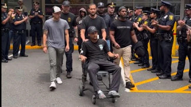 Hartford Police Officer Alex Diaz is released from the hospital after he was wounded in a Friday shootout