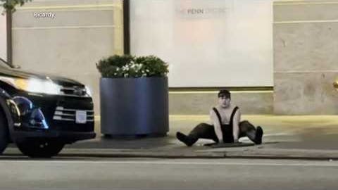 Mysterious man climbs out of a New York City manhole