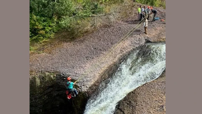 The Gogebic County Search & Rescue Team saves two people swept over Rainbow Falls