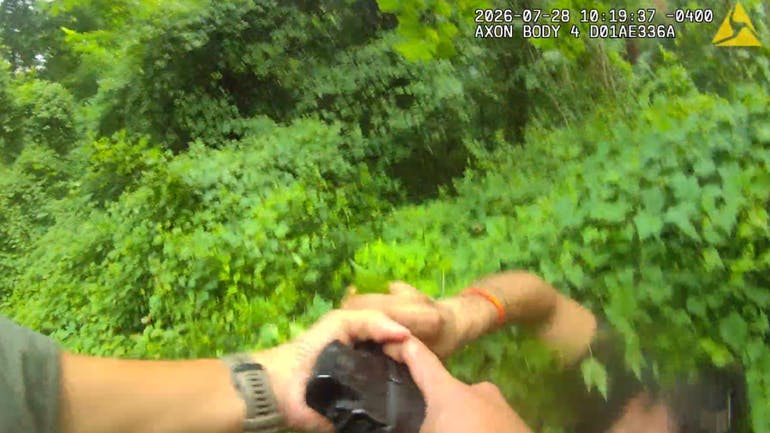 Bodycam shows a suspect grabbing a Fairfax County police officer's gun