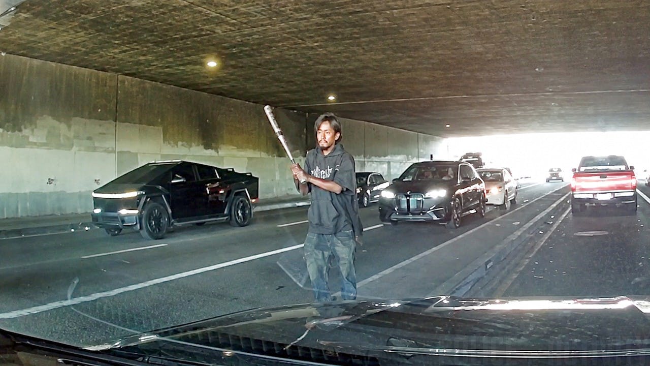Man swinging bat confronts LAPD officers near interstate underpass