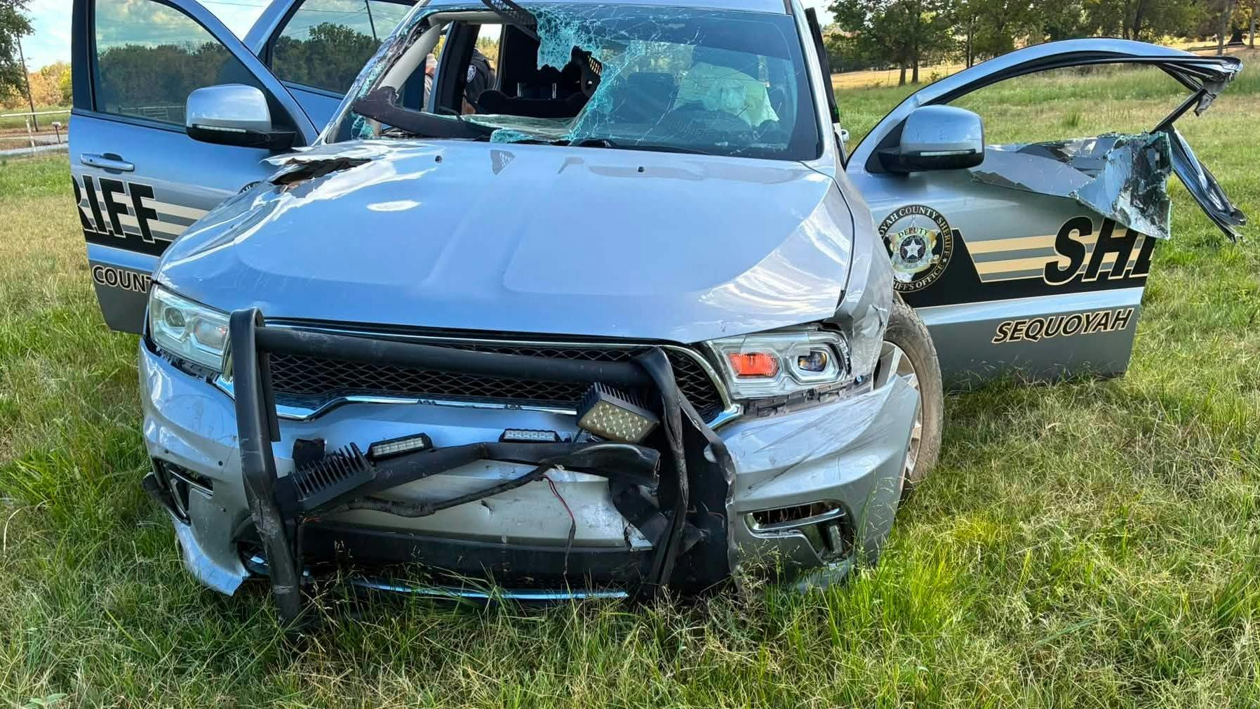 Sequoyah County deputy's wrecked cruiser