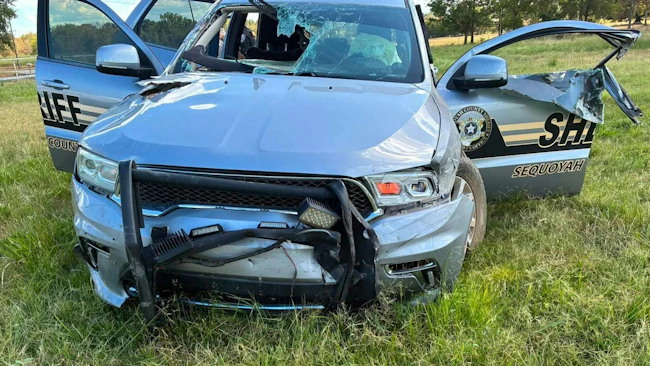 Sequoyah County deputy's wrecked cruiser