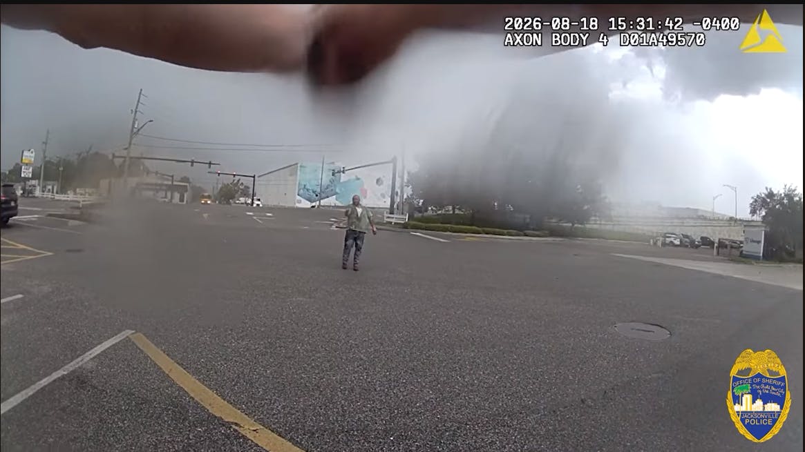 An armed man confronted a Jacksonville Sheriff's Office sergeant who was parked outside an agency stop station