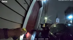 Bridgeport police confront an armed suspect in a doorway