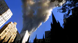 Smoking World Trade Center tower following the Sept. 11, 2001, attacks