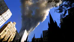 Smoking World Trade Center tower following the Sept. 11, 2001, attacks
