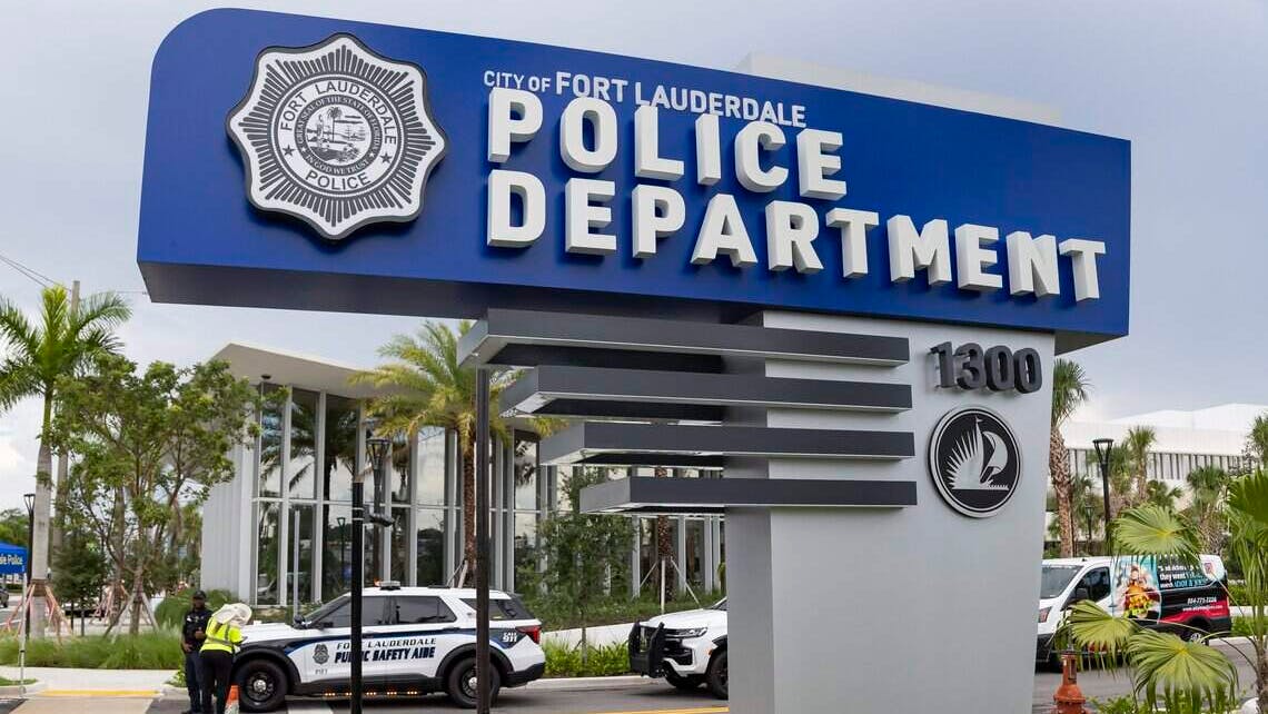 The sign for the Fort Lauderdale Police Department's new headquarters