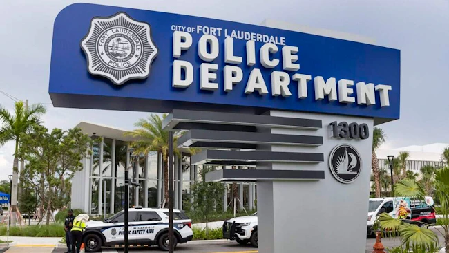 The sign for the Fort Lauderdale Police Department's new headquarters