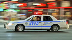 NYPD cruiser responding to a call near Times Square