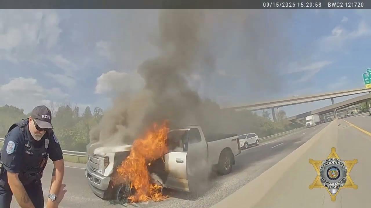 An off-duty Kansas City police detective and a Clay County deputy save a man from a burning truck