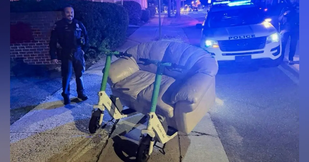 Schooter Ride Charlotte Police Stop Two Men Riding Couch Mounted on Electric Scooters ...