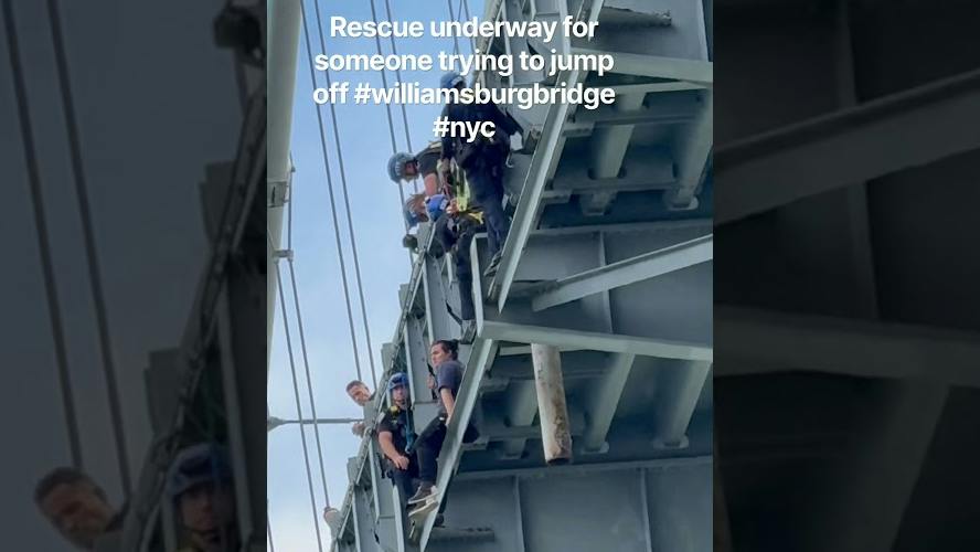 NYPD officers rescue teen perched on the edge of Williamsburg Bridge