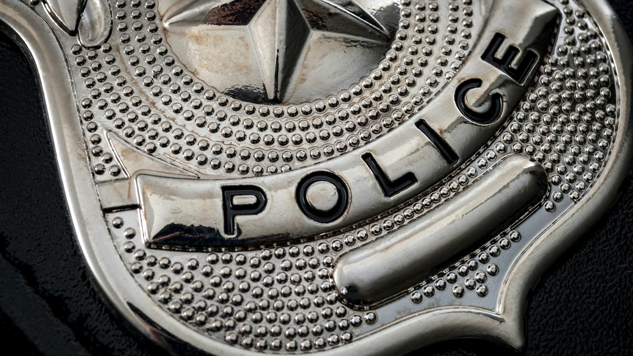 Close up of a police badge