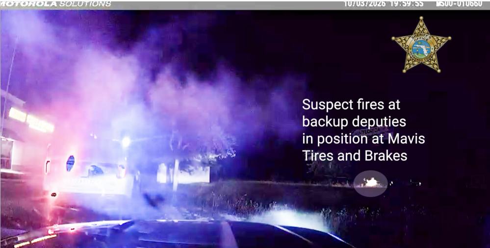 Backup Hernando County deputies exchange gunfire with a suspect who shot at another deputy during a traffic stop