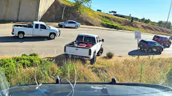 A suspect in a pickup truck tries to escape Oklahoma City police by driving off road