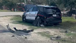A Temple police cruiser was damaged when a fleeing suspect allegedly crashed into it