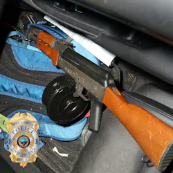 A rifle recovered by Long Beach police after a chase with a shooting suspect
