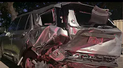 The damage to the rear of a Hillsborough County Sheriff's Office cruiser