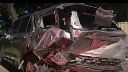 The damage to the rear of a Hillsborough County Sheriff's Office cruiser