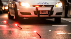 NYPD cruiser and road flares