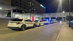 Aiken County Sheriff's Office cruisers wait outside a hospital after a deputy was shot