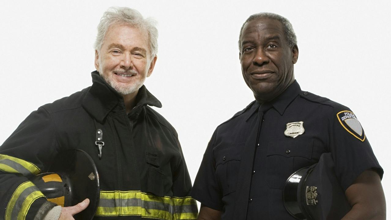 A firefighter and police officer