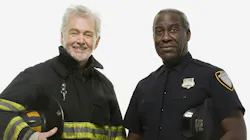 A firefighter and police officer